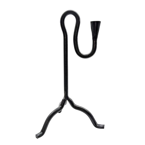 Hand Forged Wrought Iron Blacksmith Made Mid-Century Modern Candlestick Holder - Picture 8 of 10